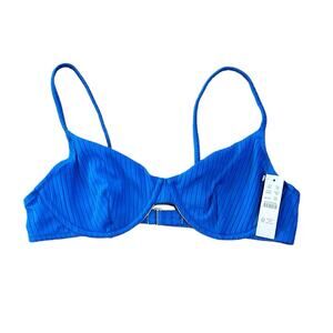 J. Crew Wide-rib french bikini top Blue Women’s Size 38C